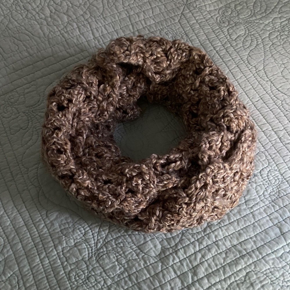 Warm Brown Knit Infinity Scarf